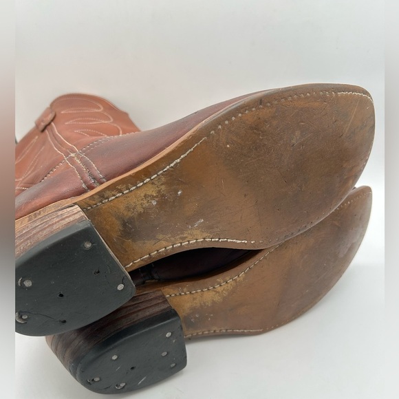 Vintage Landis Mens Buffalo Brown Leather Cowboy Western Boots 9 D 94046 USA - Picture 10 of 10